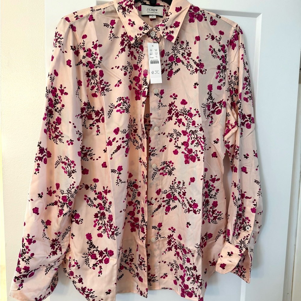 NWT Beautiful silk J Crew Collection cherry blossom blouse